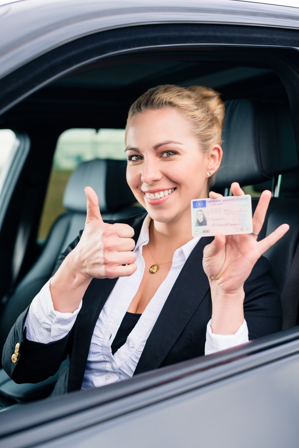 Woman Showing Driving License